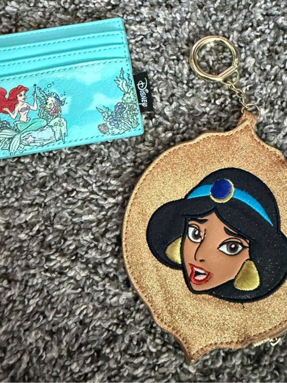 Disney Gold Jasmine Glitter Coin Purse & Turquoise Ariel Card Holder